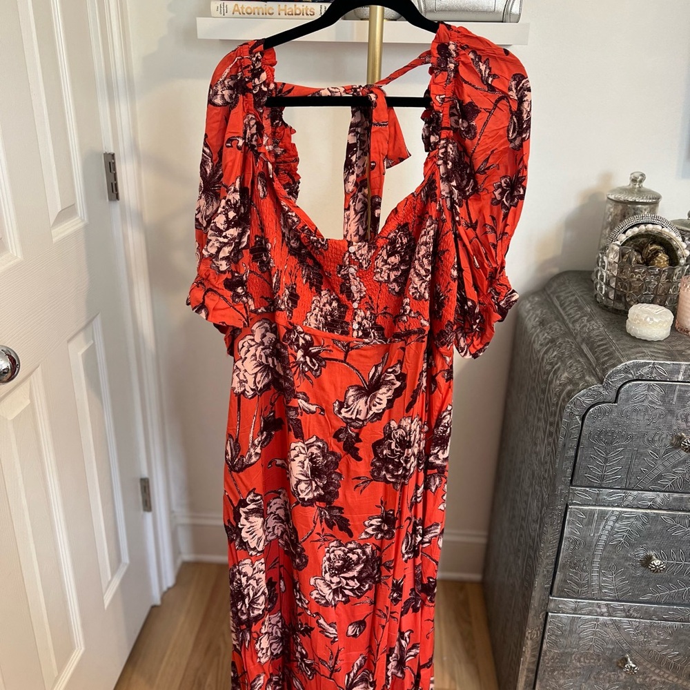 Floral Coral Dress by Anthropologie